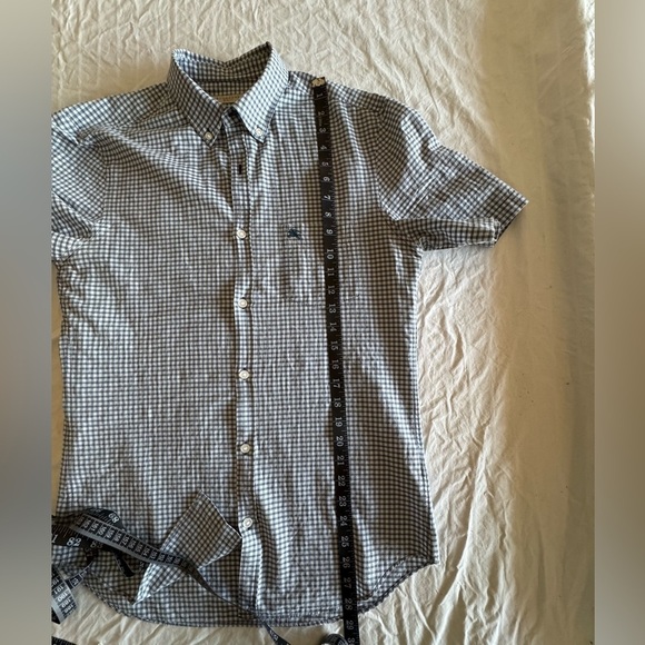 Burberry Brit Gingham Check Short Sleeve Button Down Shirt Size M Baby Blue - Picture 9 of 9